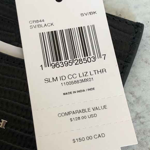 Coach Black Lizard Embossed Leather Slim Card Case - Picture 2 of 5